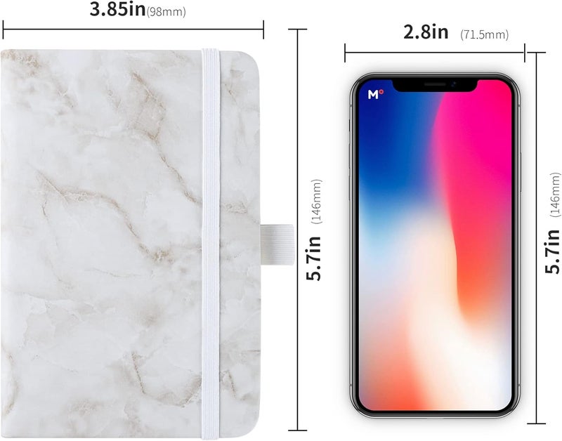 Animusphere 2Pack Pocket Notebook Small Notebook Journal Notebook 4 inches x 5.7 inches 200 Pages Leather Cover With Pen Holder Page Marker Ribbons (Marble) - Image 5